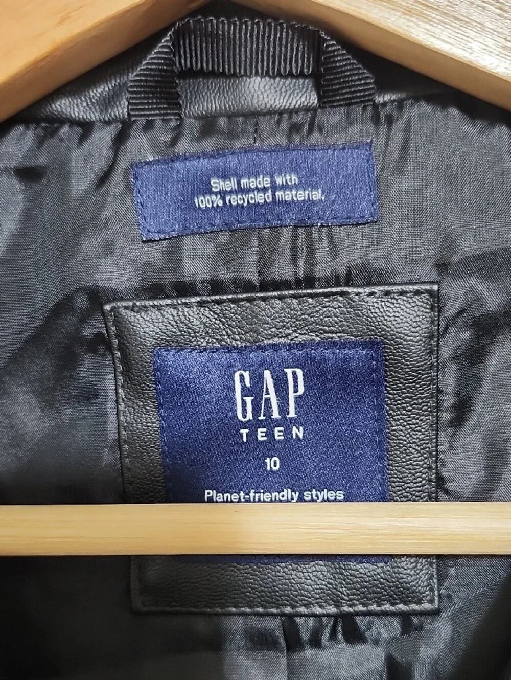 Gap Teen Black Faux-Leather Recycled Moto Biker Jacket - Sz 10 Biker Unisex
